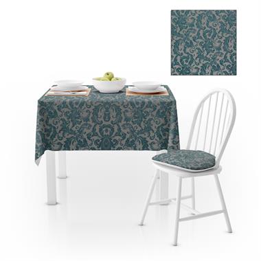 Eskitme Kot Desenli Yeşil  Dijital Baskılı Petek Dokuma Masa Örtüsü 140x220