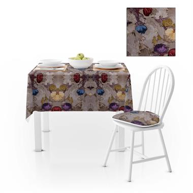 Fırça Desenli Bordo Mor Dijital Baskılı Süet Dokuma Masa Örtüsü 140x260