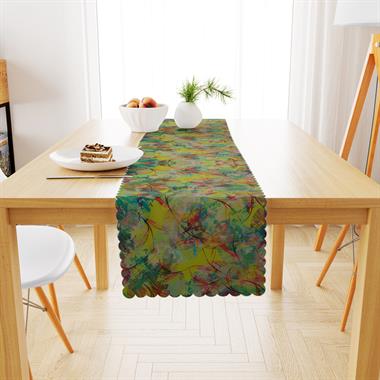 Fırça Desenli Sarı Zemin Dijital Baskılı Petek Dokuma Runner 40x140 