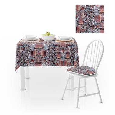 Geometrik Desenli Kahve Çikolata Kadife Dokulu 180X260 Masa Örtüsü