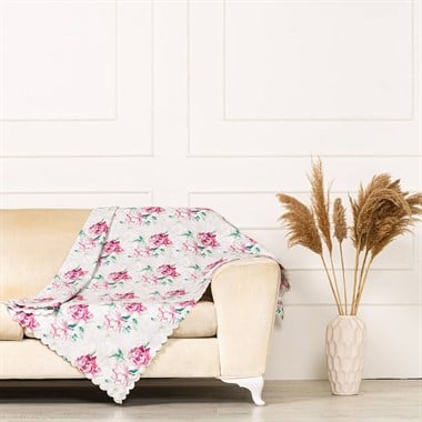 Gri Zeminli Yeşil Bordo Yapraklı Sarmaşık Desen Dokuma Dijital Baskılı Kadife Şönil Koltuk Şalı Örtüsü Maxi Set (3+3+1+1)