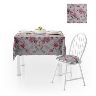 Gül Desenli Pembe Vizon Dijital Baskılı Petek Dokuma Masa Örtüsü 120x140