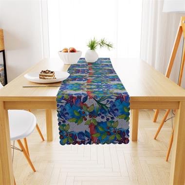Kokina Sulu Boya Desenli Dijital Baskılı Petek Dokuma Runner 40x140 