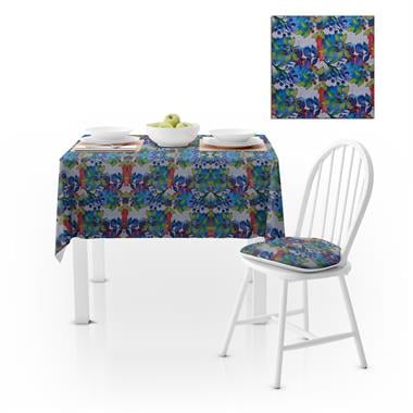 Kokina Sulu Boya Desenli Dijital Baskılı Petek Dokuma Masa Örtüsü 140x220