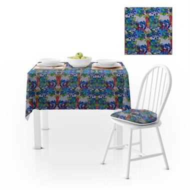 Kokina Sulu Boya Desenli Dijital Baskılı Petek Dokuma Masa Örtüsü 140x260