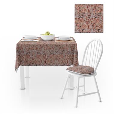 Küçük Çiçek Desenli Turuncu Dijital Baskılı Petek Dokuma Masa Örtüsü 120x140