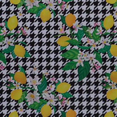 Limon Ağacı Desenli Dokuma Dijital Baskılı Petek Kumaş