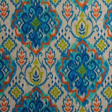 Mavi Turkuaz Renkli Modern Damask Desen Dijital Baskılı Süet Kumaş