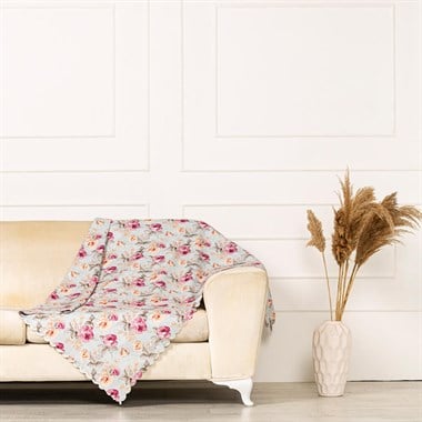 Modern Gül Desen Dokuma Dijital Baskılı Kadife Şönil Koltuk Şalı Örtüsü Maxi Set (3+3+1+1)