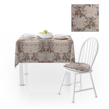 Modern Gül Yaprak Desenli Dijital Baskılı Süet Dokuma Masa Örtüsü 140x260
