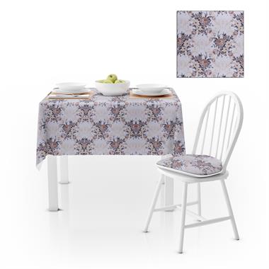 Modern Gül Yapraklı Krem Kadife Dokulu 180X260 Masa Örtüsü