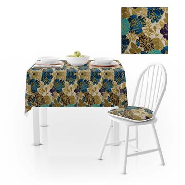Modern Renkli Altın Mor Dijital Baskılı Süet Dokuma Masa Örtüsü 140x260