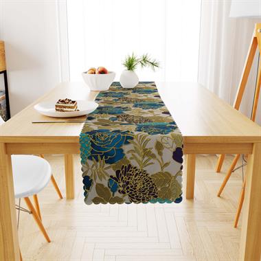 Modern Renkli Altın Mor Dijital Baskılı Süet Dokuma Runner 40x140