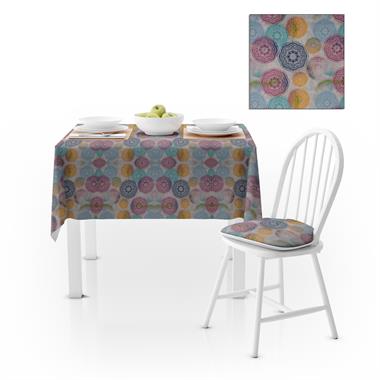 Motif Desenli Mürdüm Kavun İçi Dijital Baskılı Petek Dokuma Masa Örtüsü 140x180