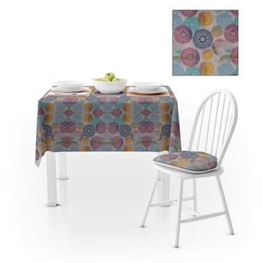 Motif Desenli Mürdüm Kavun İçi Dijital Baskılı Petek Dokuma Masa Örtüsü 140x260