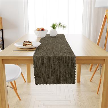 Sarı Siyah Keten Dokulu Runner 40x140 -5939-