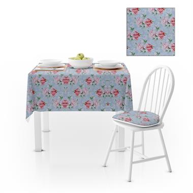 Sarmaşık Desenli Yapraklı Kırmızı Yeşil Kadife Dokulu 180X220 Masa Örtüsü