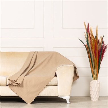 Vizon Dokuma Kadife Şönil Çift Taraflı Koltuk Örtüsü Şalı 175x215cm