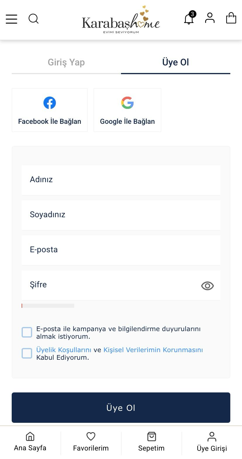 Üyelik Adımı