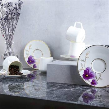 Aryıldız Evaliza Buket Mor Double 6lı Kahve Seti