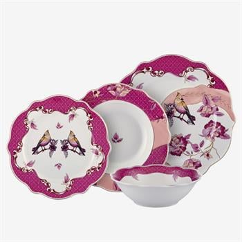 Chiara Alessi Allure Pembe Porselen 6 Kişilik 24 Parça Yemek Takımı