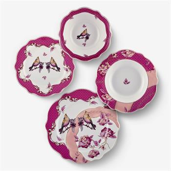 Chiara Alessi Allure Pembe Porselen 6 Kişilik 24 Parça Yemek Takımı