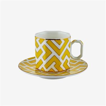 CAROLINE KÖŞELİ SARI TÜRK KAHVESİ FİNCAN SETİ (90ml)