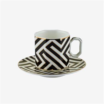 CAROLINE KÖŞELİ SİYAH TÜRK KAHVESİ FİNCAN SETİ (90ml)