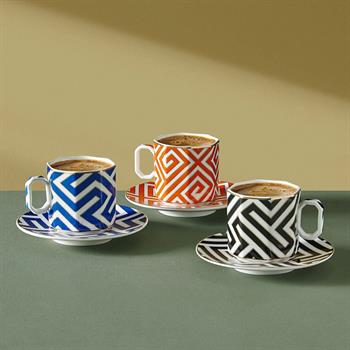 CAROLINE KÖŞELİ SİYAH TÜRK KAHVESİ FİNCAN SETİ (90ml)