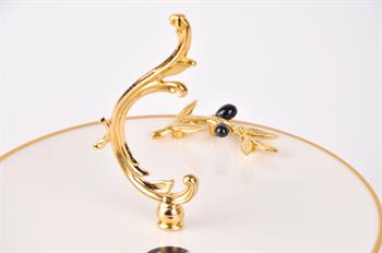 Efegil Oliva Siyah-Gold Yaldızlı Porselen Tutamaçlı Ayaklı 25cm