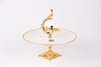 Efegil Oliva Siyah-Gold Yaldızlı Porselen Tutamaçlı Ayaklı 25cm