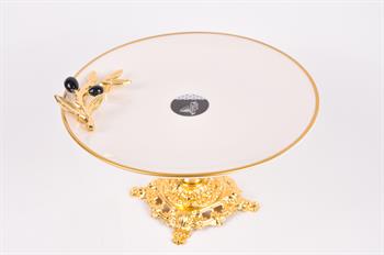 Efegil Oliva Siyah-Gold Yaldızlı Porselen 19cm Sunumluk Ayaklı 19x19x6cm