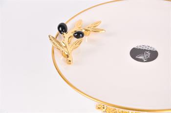 Efegil Oliva Siyah-Gold Yaldızlı Porselen 19cm Sunumluk Ayaklı 19x19x6cm