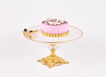 Efegil Oliva Siyah-Gold Yaldızlı Porselen 19cm Sunumluk Ayaklı 19x19x6cm