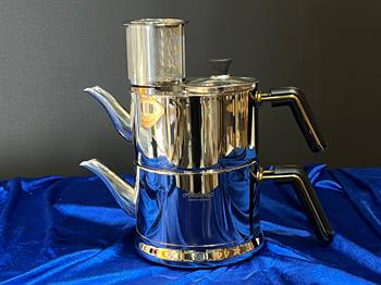 Fit Elite Aile Siyah Altın Kulplu  Çaydanlık