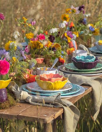 Flora Çiçek Formlu Pembe Kase 12 cm