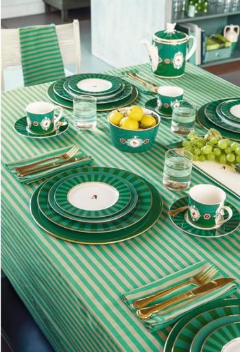 Pip Studio Love Birds Yeşil Çizgili Tabak 17cm