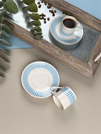 Porser Alya Açık Mavi Kahve Fincan Takımı 2 Kişilik 4 Parça