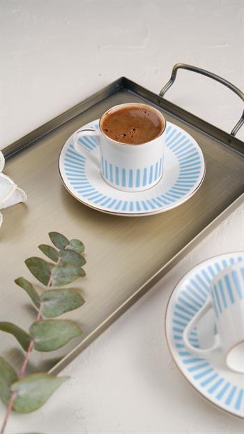 Porser Alya Açık Mavi Kahve Fincan Takımı 2 Kişilik 4 Parça