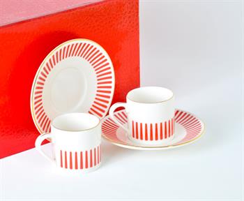 Porser Alya Kırmızı Kahve Fincan Takımı 2 Kişilik 4 Parça