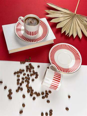 Porser Alya Kırmızı Kahve Fincan Takımı 2 Kişilik 4 Parça