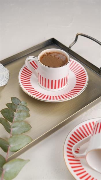 Porser Alya Kırmızı Kahve Fincan Takımı 2 Kişilik 4 Parça