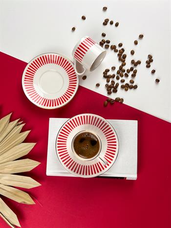 Porser Alya Kırmızı Kahve Fincan Takımı 2 Kişilik 4 Parça