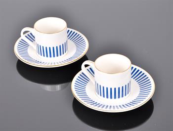 Porser Alya Koyu Mavi Kahve Fincan Takımı 2 Kişilik 4 Parça