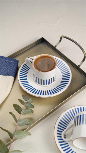 Porser Alya Koyu Mavi Kahve Fincan Takımı 2 Kişilik 4 Parça