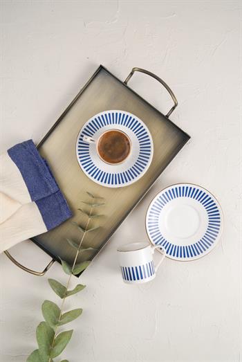 Porser Alya Koyu Mavi Kahve Fincan Takımı 2 Kişilik 4 Parça