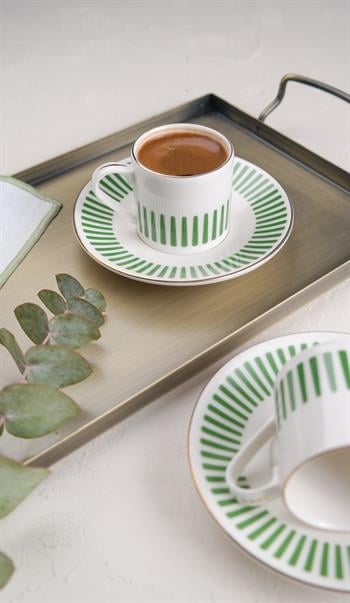 Porser Alya Koyu Yeşil Kahve Fincan Takımı 2 Kişilik 4 Parça