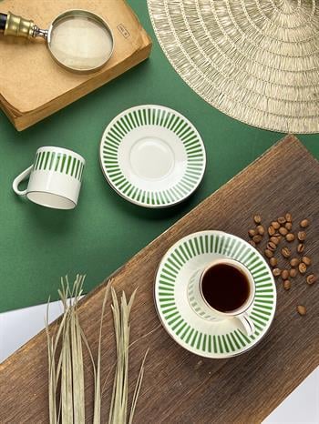 Porser Alya Koyu Yeşil Kahve Fincan Takımı 2 Kişilik 4 Parça