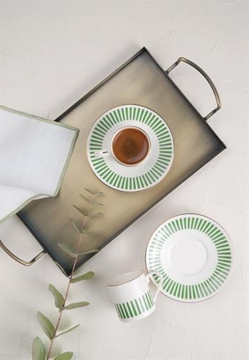 Porser Alya Koyu Yeşil Kahve Fincan Takımı 2 Kişilik 4 Parça