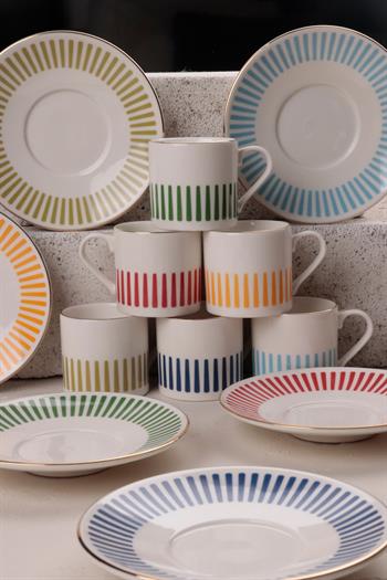 Porser Alya Mix Kahve Fincan Takımı  6 Kişilik 12 Parça